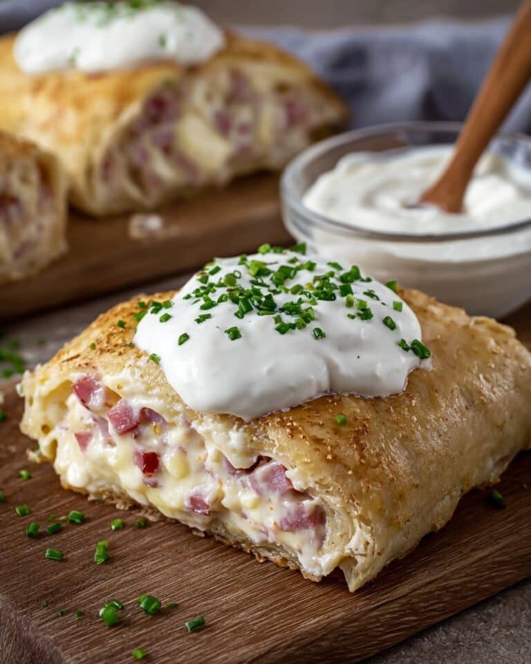 Herzhaftes Schinken-Käse-Handbrot mit Zitronen-Schmand-Dip Recipe
