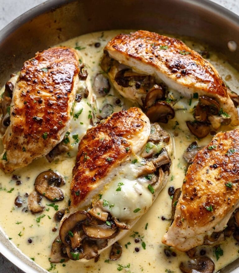 Garlic Butter Mushroom Stuffed Chicken Recipe