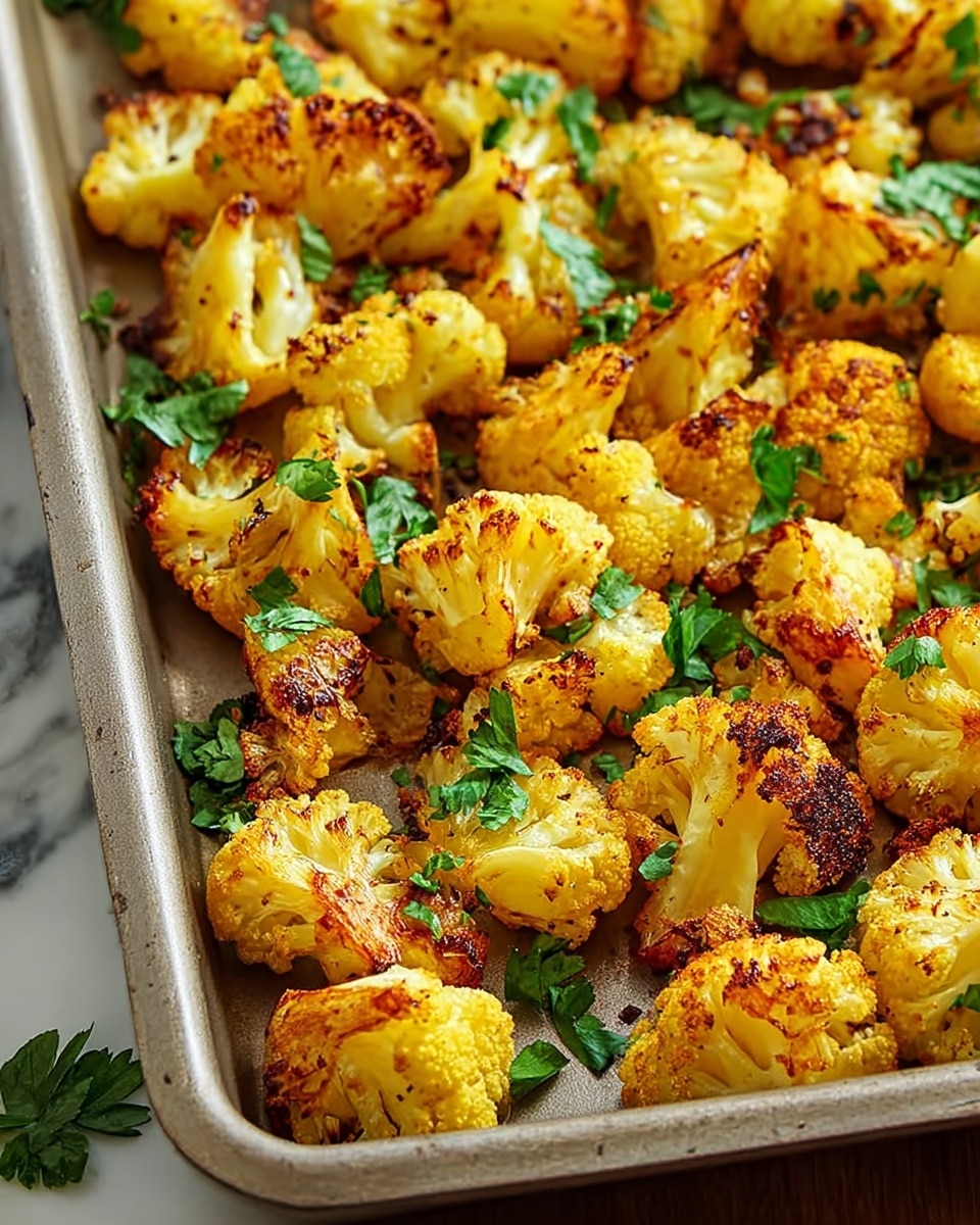 The image shows a close-up of golden roasted potatoes in a baking tray. The potatoes are cut into small irregular chunks with crispy browned edges and a soft yellow center. They are sprinkled with bits of green fresh herbs, likely parsley, adding a pop of color. The potatoes have a textured surface with visible specks of black pepper and seasoning. The baking tray has a dark metal finish and sits on a white marbled surface. The overall look is warm, crispy, and inviting. photo taken with an iphone --ar 4:5 --v 7