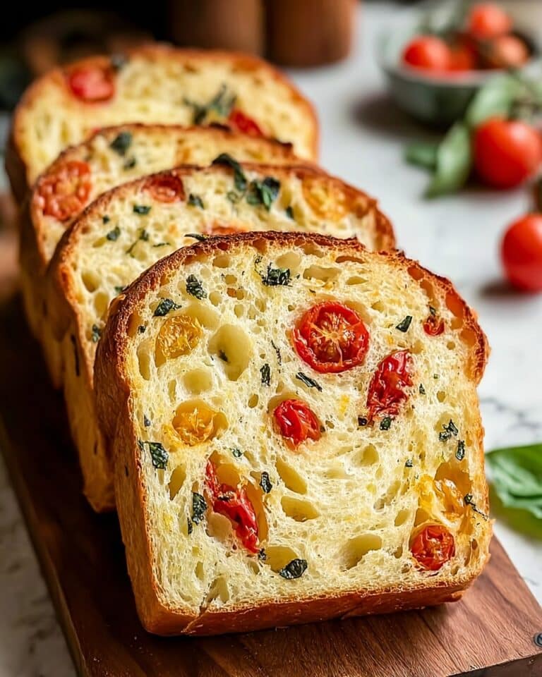 Savory Caprese Bread with Sun-Dried Tomatoes and Fresh Basil Recipe