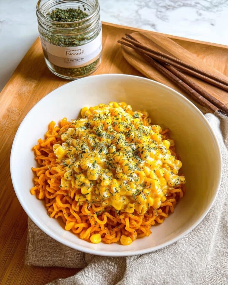 Spicy Noodles with Korean Corn Cheese Recipe