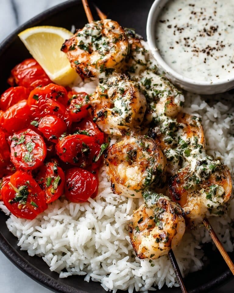Chimichurri Shrimp with Rice and Tzatziki Recipe