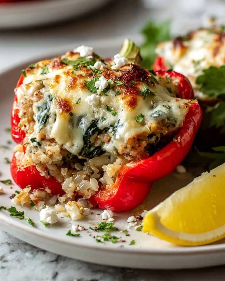 Baked Greek Stuffed Peppers with Chicken Recipe