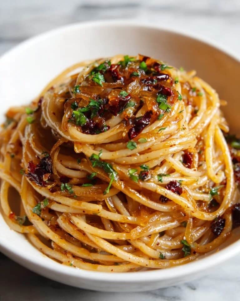 Caramelized Onion Pasta with Chilli Oil Recipe