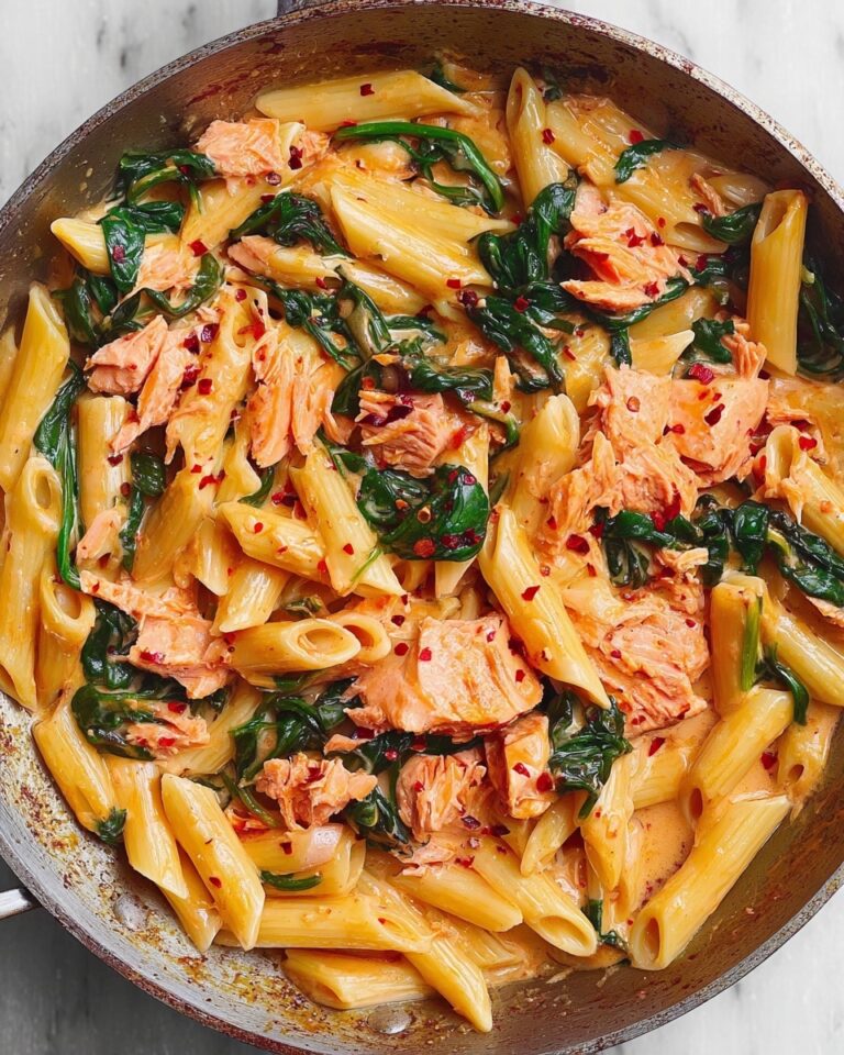 Salmon Pasta with Sun-Dried Tomato Cream Sauce and Spinach Recipe