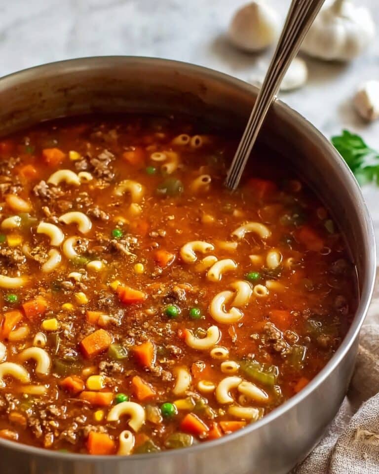 Homemade Ground Beef Pasta Soup Recipe